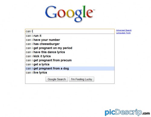 picDescrip.com - Technology - Google's new auto complete feature.People search for some interesting things.