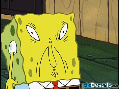 picDescrip.com - TV - Spongebob. He doesn't know what to do.