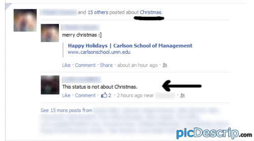 picDescrip.com - Fail - This status is NOT about Christmas.(Well, Facebook thinks it is)
